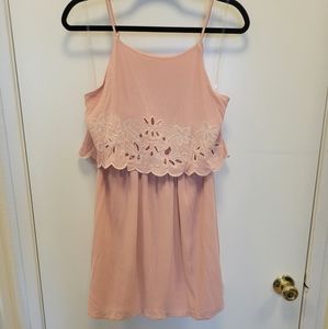 Pink Embroidered Mini Dress